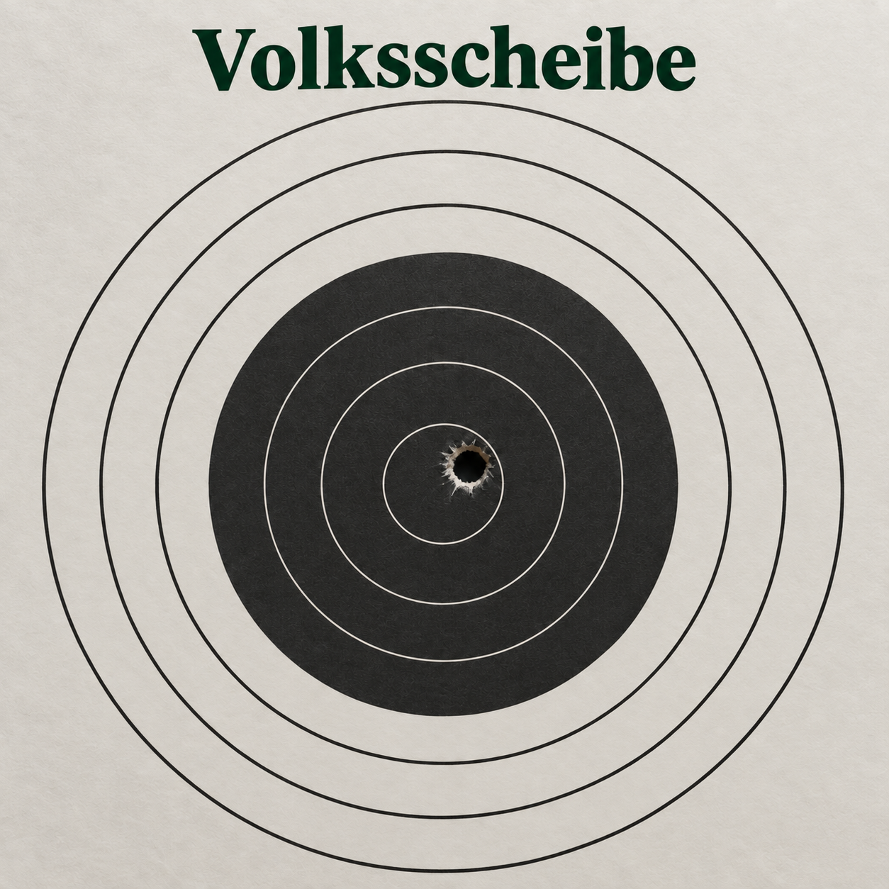 Kleinkaliber-Zielscheibe mit einem Einschuss nahe der Mitte